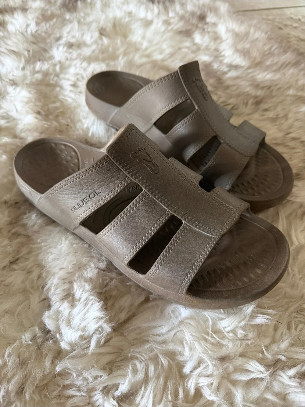NUUSOL MEN'S STANLEY cushion RECOVERY SLIDE sandals brown 11 like crocs